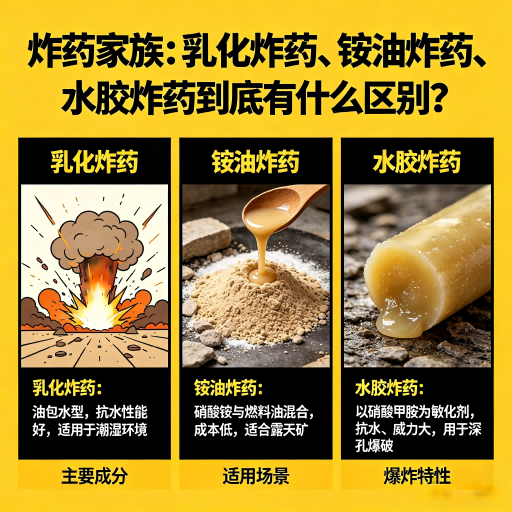 威信炸药家族：乳化炸药、铵油炸药、水胶炸药到底有什么区别？